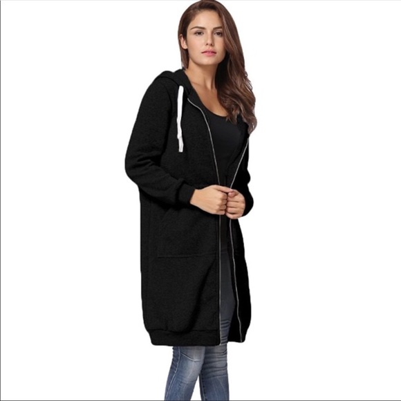 RESTOCKING Black Long Hoodie Sweater Maxi Dress - Picture 2 of 8